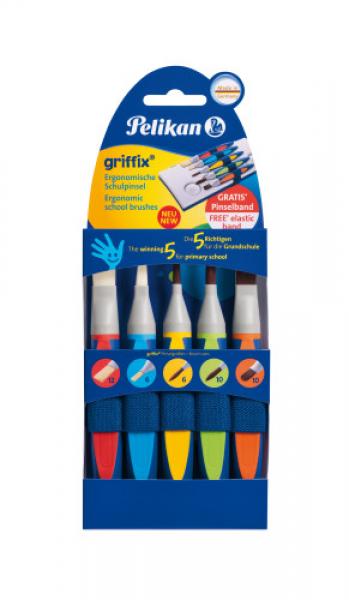 Pelikan griffix® Pinselset für die Schule mit Pinselband, 5er Set